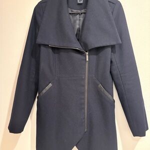 French Connection Navy Trench Coat with Zipper
